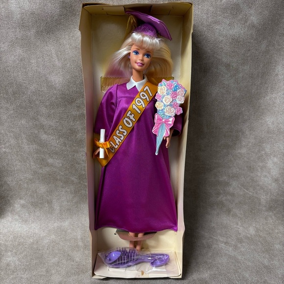 Class of 1997 Graduation BARBIE Doll *Blond w/Purple Gown,Diploma & Bouquet - Picture 2 of 4